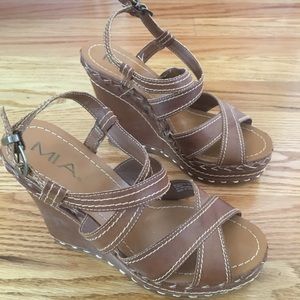 Mia Brown Wedge Sandals